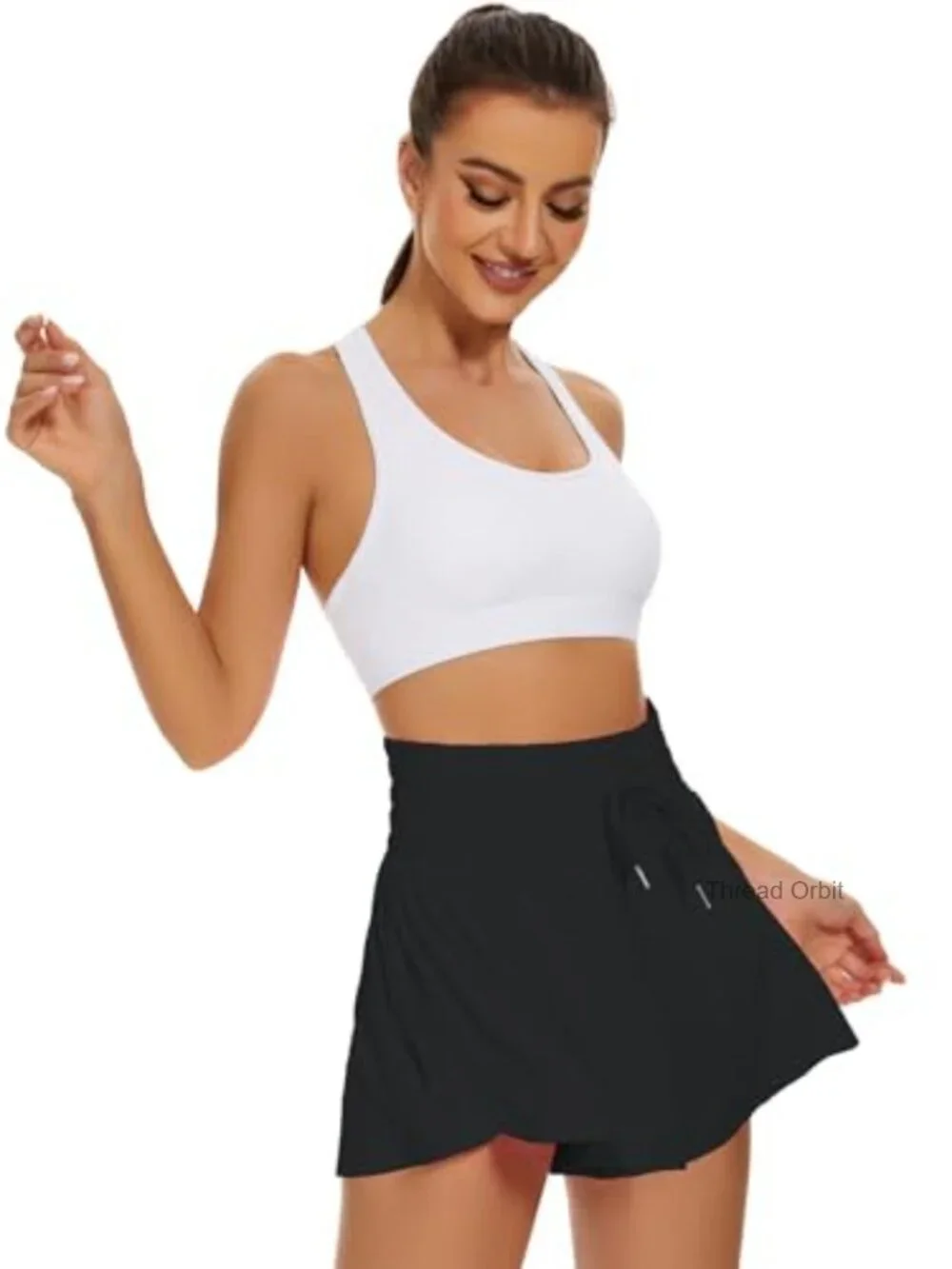 High Waist Flowy Athletic Shorts Women Running Gym Pleated 2 Pockets